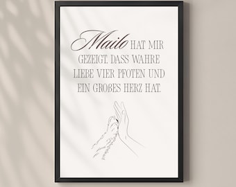 Póster digital personalizado de perro con nombre | Regalo para dueños y mamás de perros | Decoración de pared para amantes de los perros | Póster de perro