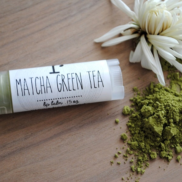 Matcha Green Tea Lip Balm, Beeswax, Lip Butter, Matcha Powder, Green Tea Lip Balm, Matcha Lip Balm