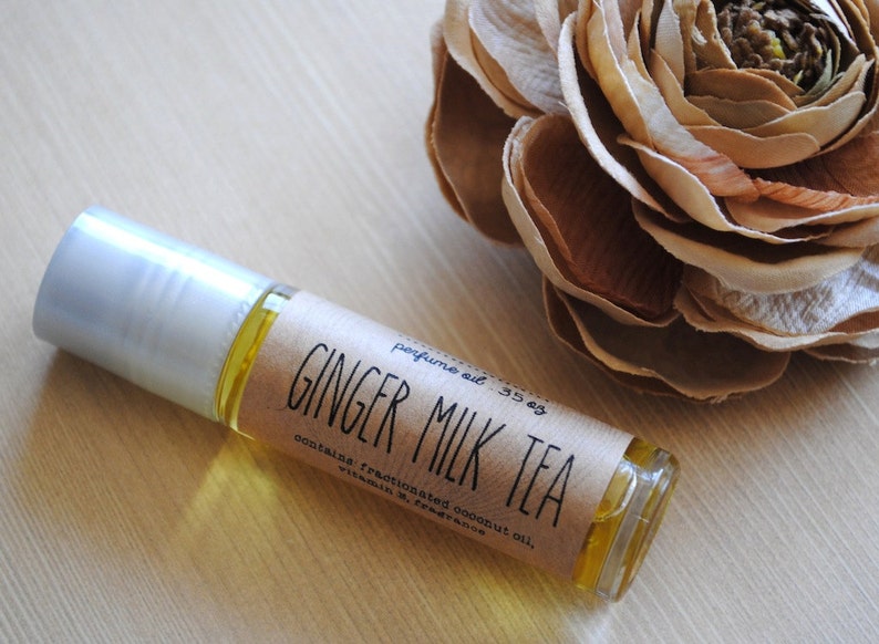 Ginger Milk Tea Perfume Oil, Roll On Perfume Comfort Smell, Spice Perfume image 2