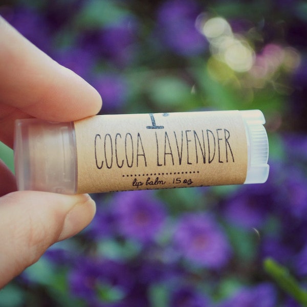 Cocoa Lavender Lip Balm, Beeswax, Shea Butter, Coconut Oil, Women, Woman, Chocolate Lavender