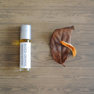 Blood Orange Sandalwood Perfume Oil, Roll On Perfume Citrus Musk Woodsy Fragrance Vegan image 1