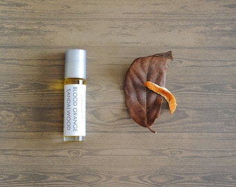 Blood Orange Sandalwood Perfume Oil, Roll On Perfume Citrus Musk Woodsy Fragrance Vegan