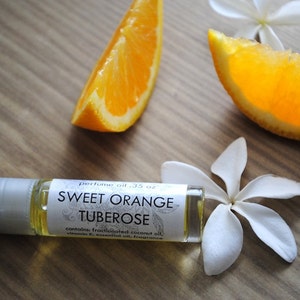 Sweet Orange Tuberose Perfume Oil, Roll On Scent Citrus Floral Fragrance Essential Oil image 2