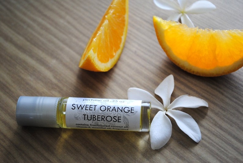 Sweet Orange Tuberose Perfume Oil, Roll On Scent Citrus Floral Fragrance Essential Oil image 2