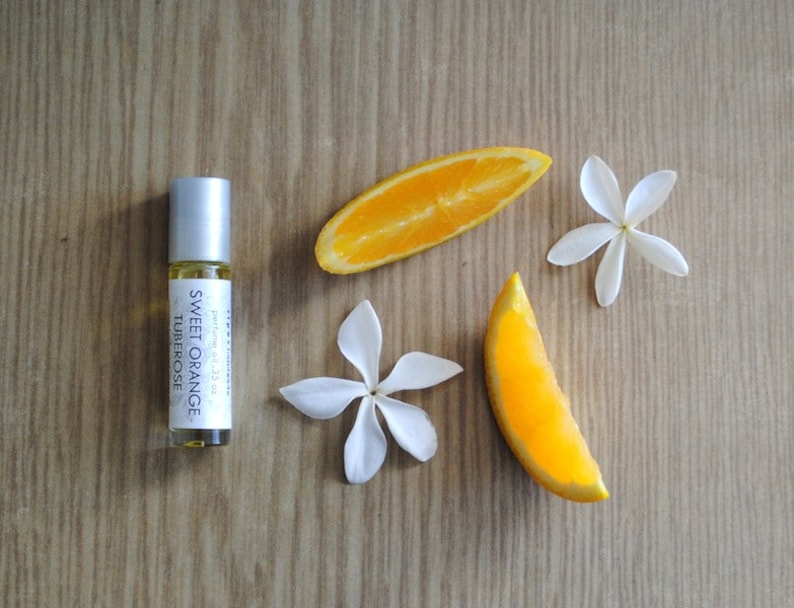 Sweet Orange Tuberose Perfume Oil, Roll On Scent Citrus Floral Fragrance Essential Oil image 1