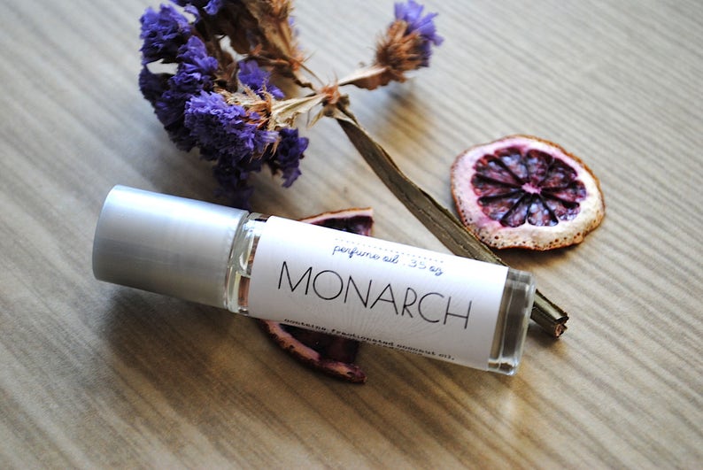 Monarch Perfume Oil, Butterfly, Spring Perfume, Peony, Jasmine, Orchid image 2