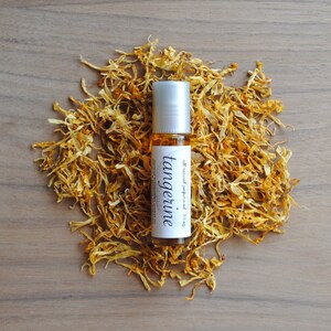 Tangerine All Natural Perfume Oil with Botanicals, Tangerine with Calendula Petals image 2