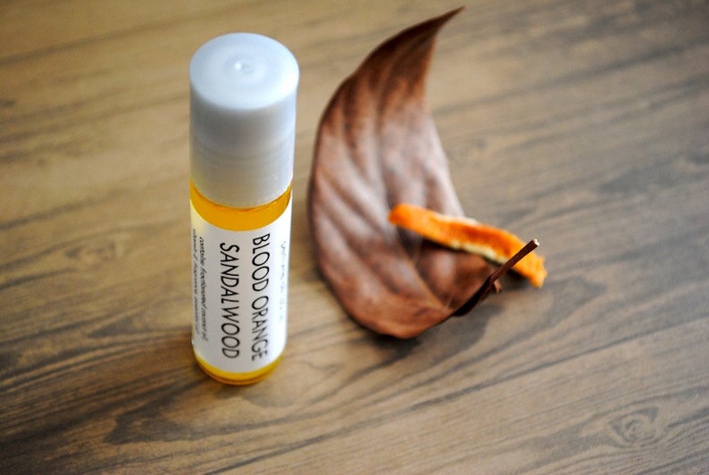 Blood Orange Sandalwood Perfume Oil, Roll On Perfume Citrus Musk Woodsy Fragrance Vegan image 2