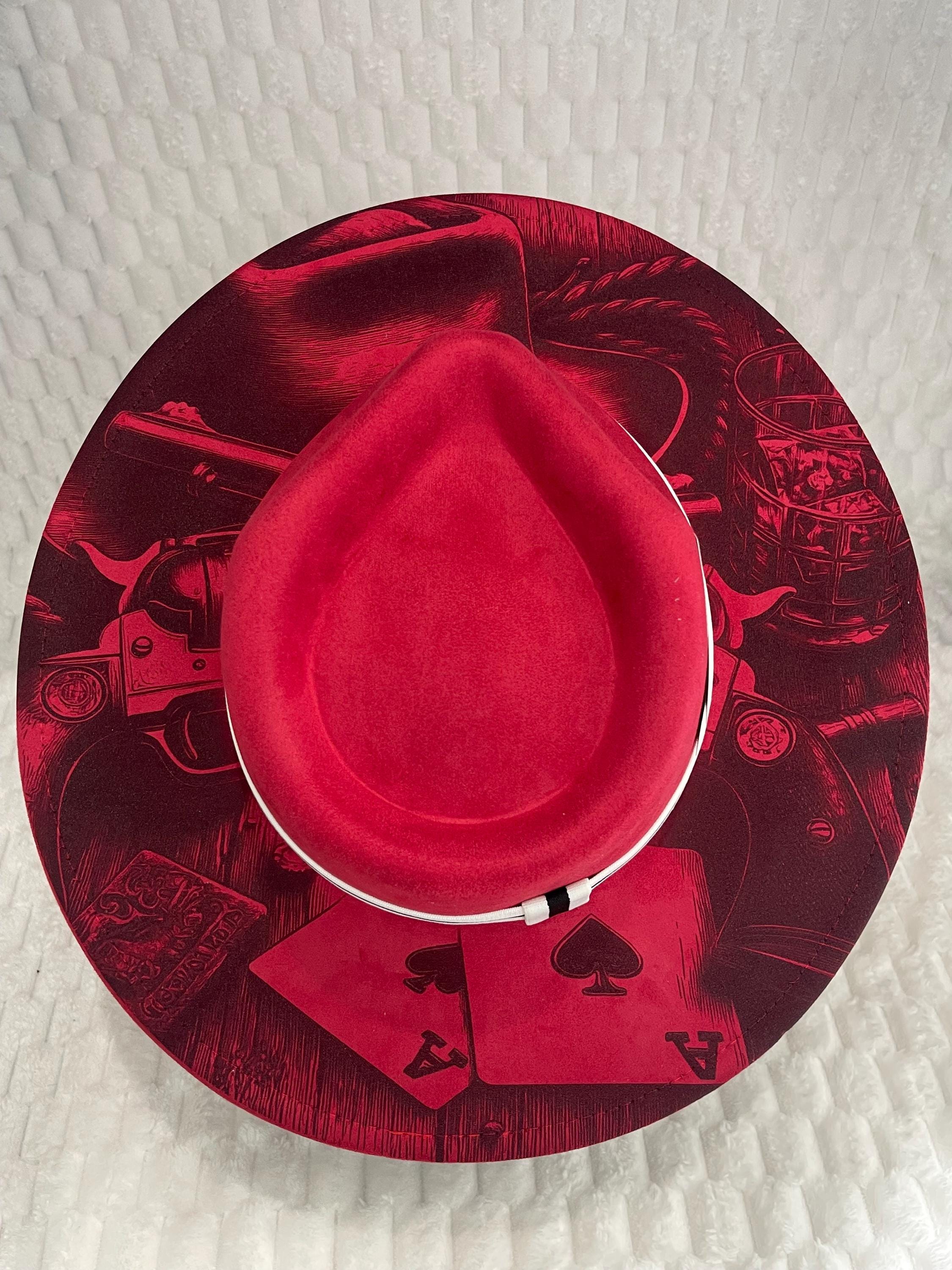 Red Wide Brim Fedora - Etsy display picture 2