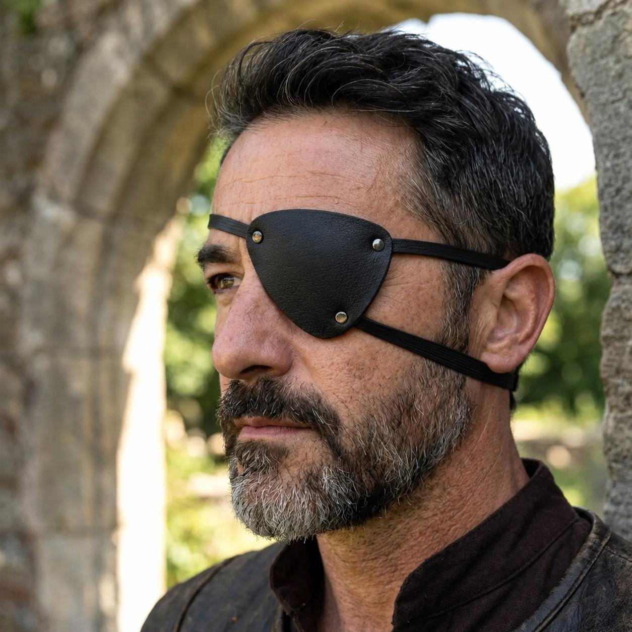 Medieval LARP Eyepatch With Metal Rivets – Comfortable PU Leather