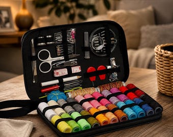 Kit de costura de 98 piezas con estuche de almacenamiento, suministros para bordado y acolchado, kit de costura a mano DIY, regalo de accesorios de costura