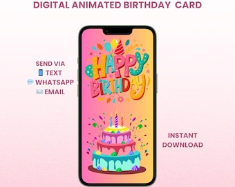 Animated Happy Birthday Card – Mobile Video eCard – Instant Download