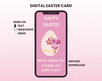 Floral Easter Egg Card, Digital Mobile eCard, Instant Download