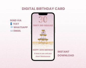 30e verjaardagskaart: digitale mobiele eCard – direct downloaden