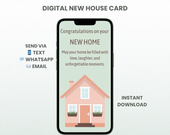 New Home Card – Digitale mobiele eCard – Inwijdingsfeest direct downloaden
