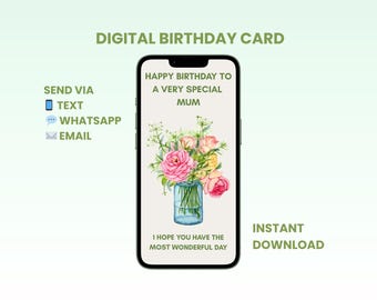 Fijne verjaardagskaart voor mama – digitale mobiele eCard – direct downloaden