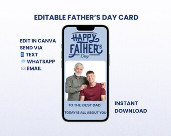 Bewerkbare kaart voor Vaderdag | Digitale mobiele e-card | CANVA | Direct downloaden