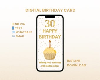 30e verjaardagskaart: digitale mobiele eCard – direct downloaden