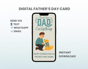 Vaderdagkaart voor hondenvader | Digitale mobiele e-card | Direct downloaden