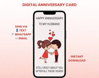 Gelukkige verjaardagskaart voor echtgenoot – romantische digitale mobiele eCard – direct downloaden