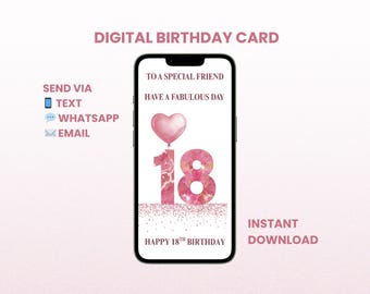 18e verjaardagskaart: digitale mobiele eCard – direct downloaden voor WhatsApp
