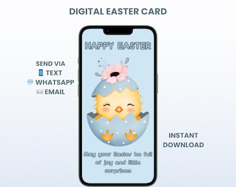 Easter Chick Card – digitale mobiele eCard – direct downloaden voor WhatsApp