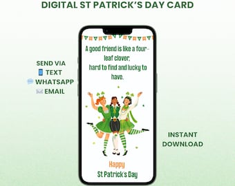 St. Patrick's Day Card voor vrienden – Digitale mobiele eCard – direct downloaden