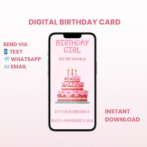 Birthday Girl Card - Digital Mobile eCard – Instant Download