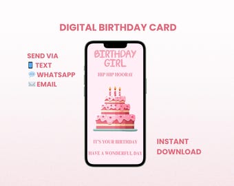 Verjaardagskaart meisje: digitale mobiele eCard – direct downloaden