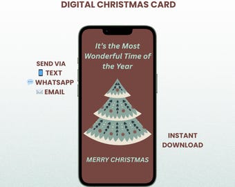 Modern Christmas eCard for Phone, Time Holiday Wishes (Instant Download