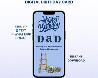 Gelukkige verjaardagskaart voor papa – geanimeerde digitale mobiele eCard – direct downloaden