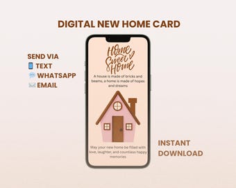 Nieuwe thuiskaart | Housewarming-e-card | Digitale felicitatiekaart | Mobiele telefoonbegroeting | Direct downloaden