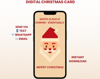 Tarjeta electrónica navideña digital de Papá Noel para móvil / Descarga instantánea no editable