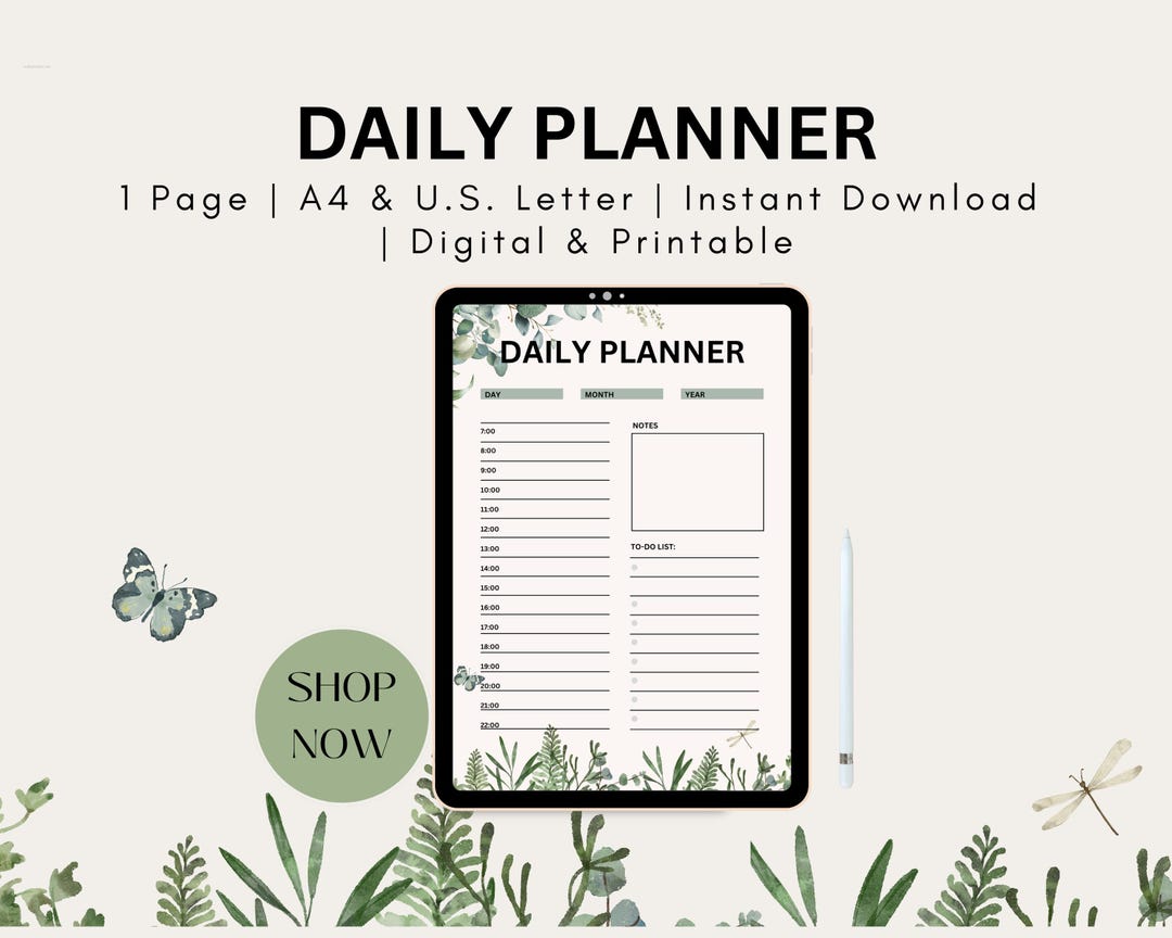 Botanical Daily Planner Printable (digital PDF) - Etsy Australia