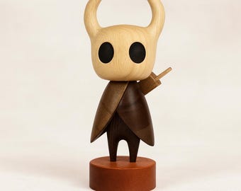 Hollow Knight Figurine: Handcrafted Walnut & Beech Wood Collectible, Gamer Gift, Anime Gift