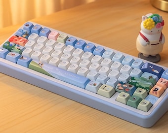Anime-Inspired 143-Key Set | Ghibli-Style PBT Keycaps with Remover Tool for Mechanical Keyboards