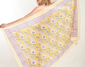 Hand Block Print Cotton Sarong: Boho Beach Cover-Up, Lightweight Hand Block Printed Beach Cover Up | Sustainable Boho Resort Outfit