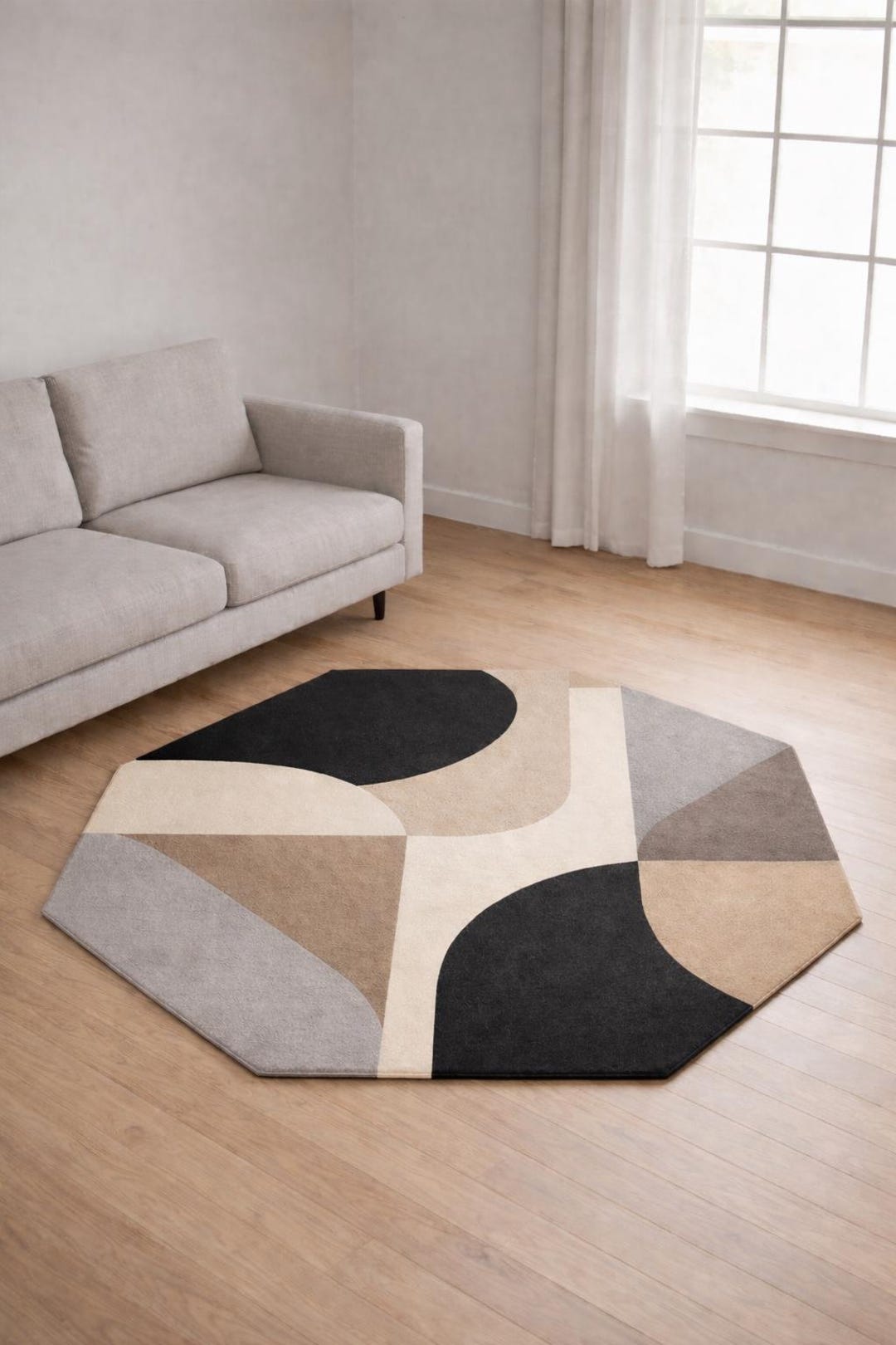 Hand Tufted Octagon Wool Rug: Modern Geometric Design - Etsy