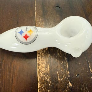 4&quot; Premium Glass Pipe White Pittsburgh Steelers Thick Quality