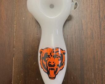 4" Premium Glass Pipe White Chicago Bears Thick Quality