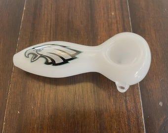 4" Premium Glass Pipe White Philadelphia Eagles Thick Quality