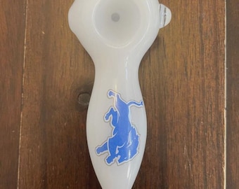 4" Premium Glass Pipe White Detroit Lions Thick Quality