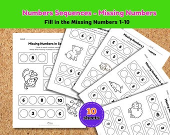 Fehlende Zahlen in den Zahlenreihen 1–10 | Mathe Arbeitsblätter für die Vorschule & Kindergarten