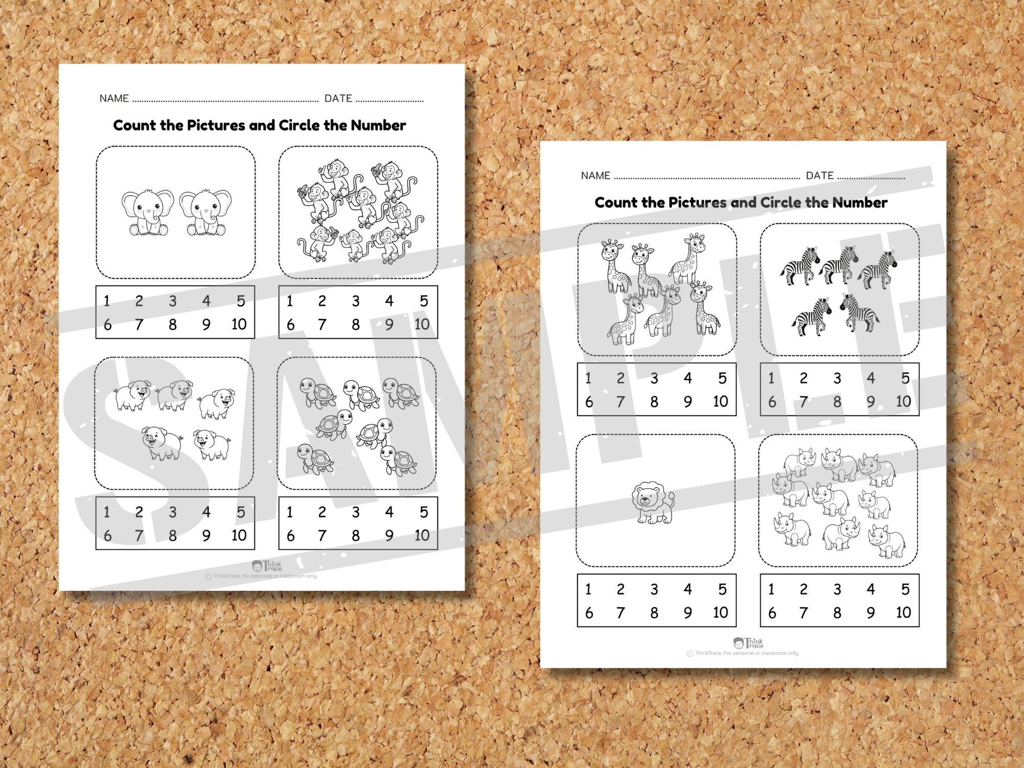 Preschool Counting Worksheet | Circle Correct Number Math Activity ...