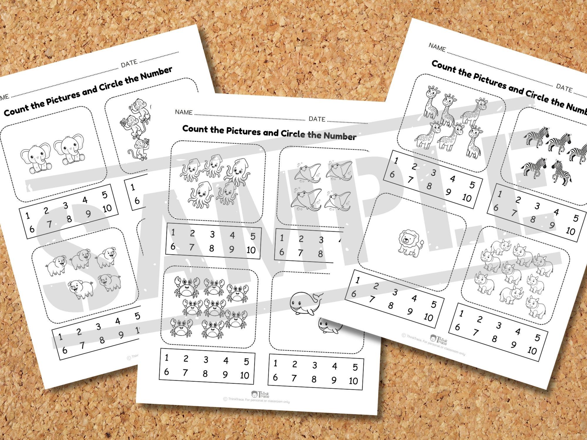 Preschool Counting Worksheet | Circle Correct Number Math Activity ...