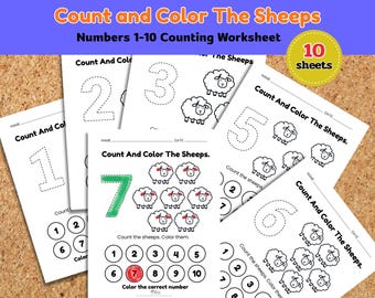 Sheeps Count and Color 1–10 Printable Worksheet | Preschool Math Counting Activity