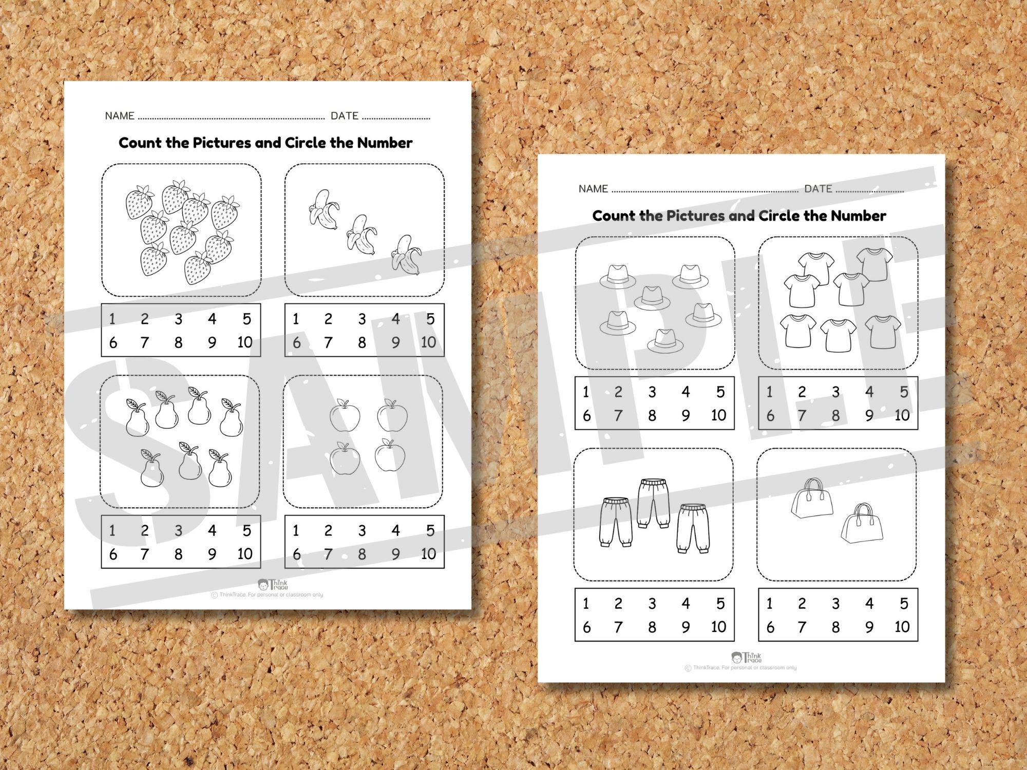 Preschool Counting Worksheet | Circle Correct Number Math Activity ...