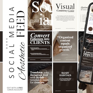 Plantillas Instagram modernas y estéticas | Kit Canva inspirado en Pinterest para coaches, creadores de contenido y pequeños negocios