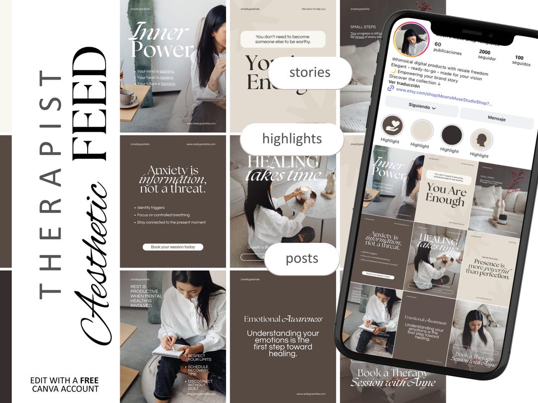 34 Therapist Instagram Templates: Mental Health Psychologist Social ...