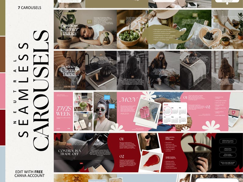 Seamless Instagram Carousel Templates | Editable Canva Social Media ...